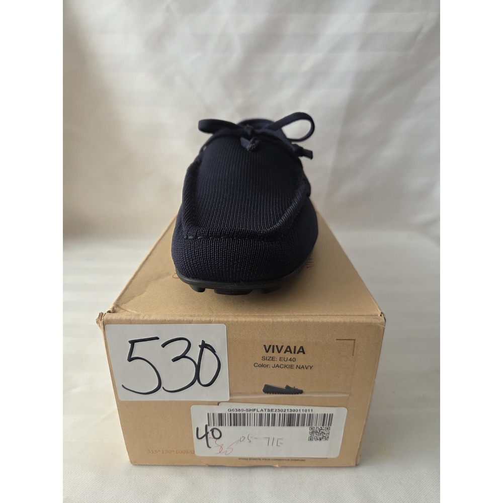 Vivaia Navy Knit Loafers Square Toe Driving Mocs Blue Bow Flats New US 9 EU 40 - Picture 7 of 15